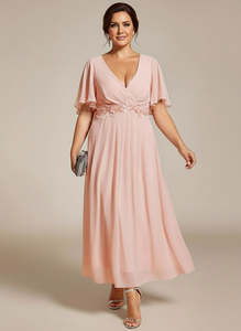 Nz Stock Plus Size: Corrieanne light pink midi Mother of the bride/groom dress s18 Express NZ Wide