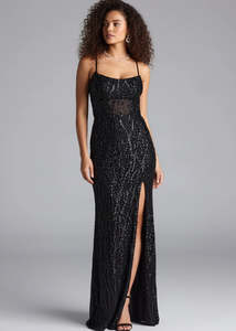 Ball Dresses: Meg Beaded Ball Dress with Slit Express NZ wide