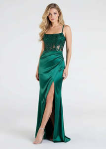 Ball Dresses: Serena Ball Dress with Corset in emerald Express NZ Wide