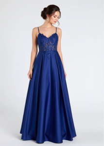 Ball Dresses: Benny Corset Satin n Lace Ball Dress Express NZ wide