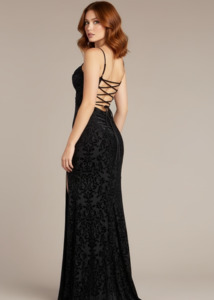 Bay Bridesmaid: Kendra Black Ball Gown with Lace Up Back