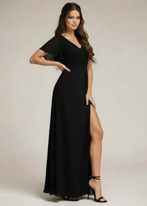 Bernice evening dress in black chiffon s16 Express NZ Wide