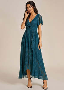 Mother Of The Bride Dress: Steph mother of the bride/groom lace dress in teal Express NZ Wide