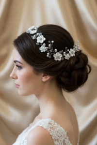 Silver white floral chain hair accessory Express NZ Wide