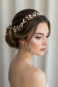 Accessories: Gold leaf and bead floral hair accessory Express NZ Wide