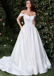 In Stock: Robyn satin corset wedding dress in ivory Express NZ wide