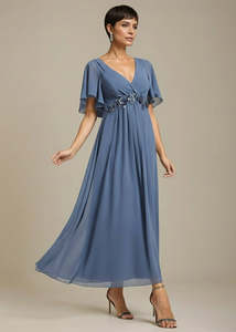 Mother Of The Bride Dress: Corrieanne midi Mother of the bride dress in dusky navy Express NZ Wide