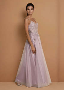 Jenna Corset Sparkling Tulle Ball Dress in Mauve s8 Express NZ wide