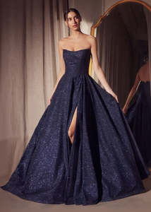 Ella A-Line Sparkling Ball Dress in Navy Express NZ Wide