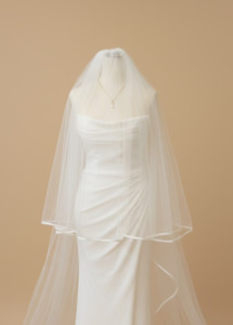 Accessories: Satin trim double layer extra wide ivory veil in 3.4 metre length Express NZ wide