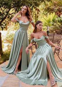 Erin Satin Basque Waist Ball or Bridesmaid Dress