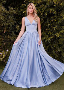 Keira Basque Wasitline Satin bridesmaid or Ball Dress