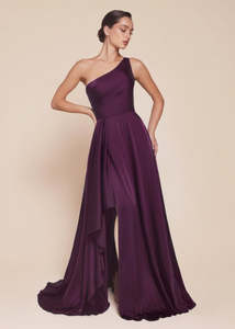 Greer One shoulder Satin bridesmaid Dress or ballgown