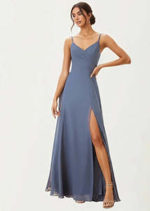 Bridesmaid Dresses: Kaia formal ball or bridesmaid dress in chiffon in dusky navy s10 Express NZ Wide