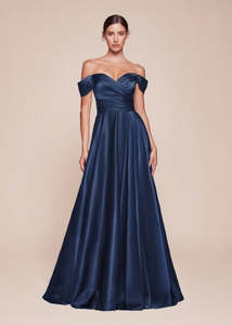 Clarity Soft Satin bridesmaid or ballgown with drop sleeves