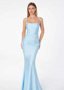 Pippa Light Blue Square Neck Ball Gown Size 8