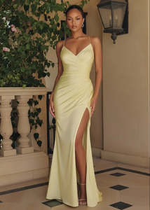Daphne Light Yellow Ball Gown with Slit s6
