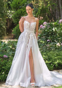 Serenity Wedding Gown in Lace and Tulle with Slit