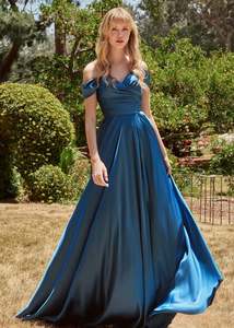 Clarity Satin Ball Gown with slit in French Navy Size 18