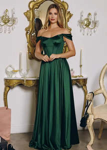 Nz Stocked Ball Gowns: Maeve Satin Corset Ball Dress – Emerald Gown Size 18-20