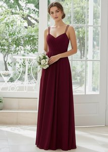 In Stock: Aminata Chiffon Bridesmaid or Ball Gown with Open Back in Burgundy Size 8