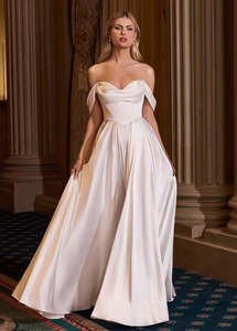 In Stock: Aria Satin Basque Waist Wedding Dress Size 16