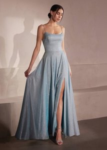 Evelyn A-Line Ball Dress with Sparkle in Light Blue Size 8