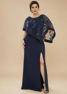 Karmen mother of the bride Cape Dress in Navy Size 28