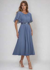 Lorrietta dusky navy midi mother of the bride dress size 12
