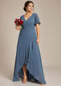 Sharana chiffon dusky navy evening dress Size 18