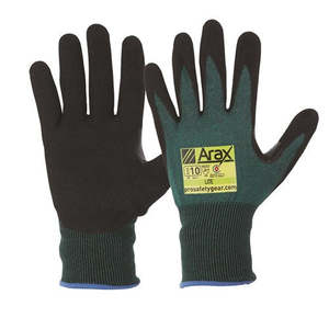 Cut Resistant: ARAX Cut Resistant Lite - Green Nitrile Sand Dip Palm AGND
