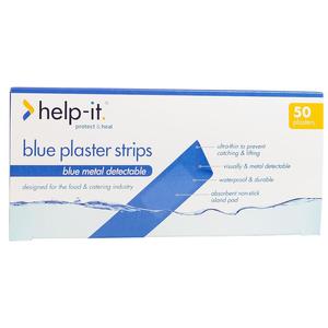 First Aid Kits: Help-It Blue Metal Detectable Finger Extension Plasters Pack Of 50
