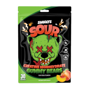 SWOLEYS SOUR CREATINE MONOHYDRATE GUMMY BEARS 30 SERVES - SOUR PEACH