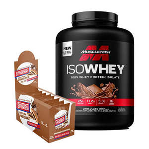 MUSCLETECH ISOWHEY 5LB + SMARTER SNACKS PROTEIN PANCAKES - 12 PACK