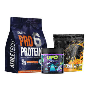 ATHLETECH PRO 6 WHEY 5LB + PACK NUTRITION FERAL WHEY PROTEIN 1LB - RASPBERRY + U&hellip;