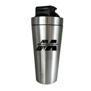 Muscletech: MUSCLETECH SILVER & BLACK STAINLESS STEEL 750ML SHAKER