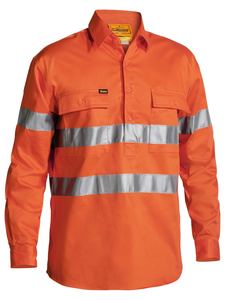 Hi Vis Shirts Singlets: Taped Hi Vis Closed Front Drill Shirt