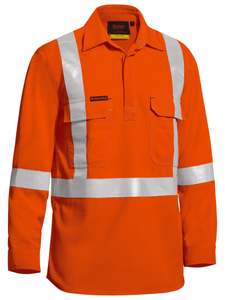 TenCate Tecasafe® Plus Taped hi Vis Closed Front Lightweight FR Shirt - Long Sleeve