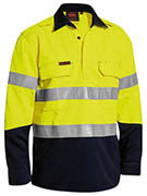 Hi Vis Shirts Singlets: TenCate Tecasafe® Plus Taped Two Tone Hi Vis Closed Front Vented Shirt - Long Sleeve
