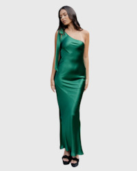 Dresses: caitlin crisp one shoulder wilmer dress emerald green