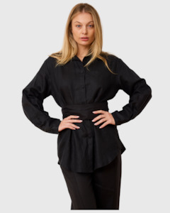 Tops: 9-5 Shirt Black Linen