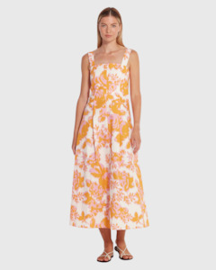 Dresses: Emile Dress (Baroque Floral Cotton) Pink Grapefruit
