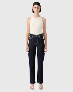Denim: Zoe High Straight Jean Rinse