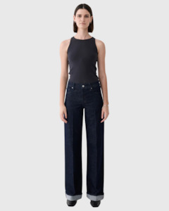 Mia Cuffed Mid Wide Long Jean Rinse