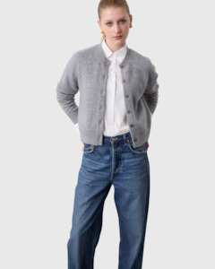 Boxy Cashmere Cardigan Grey Marle