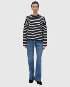 Oscar Knit Sweater Navy Stripe
