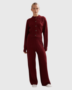 Cable Knit Cardi Maroon
