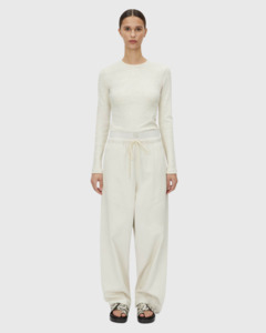 Sale: Nora Long Sleeve Monogram Top Ivory Marle