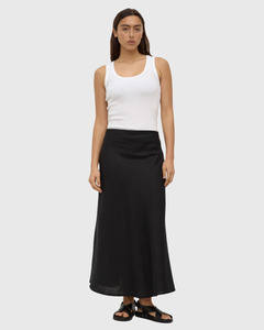 Melody Linen Bias Skirt Black