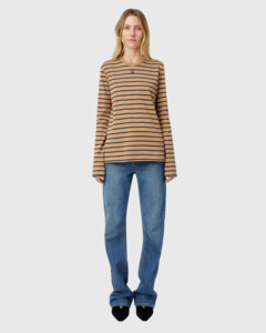 Sora Long Sleeve Top Tan/Navy